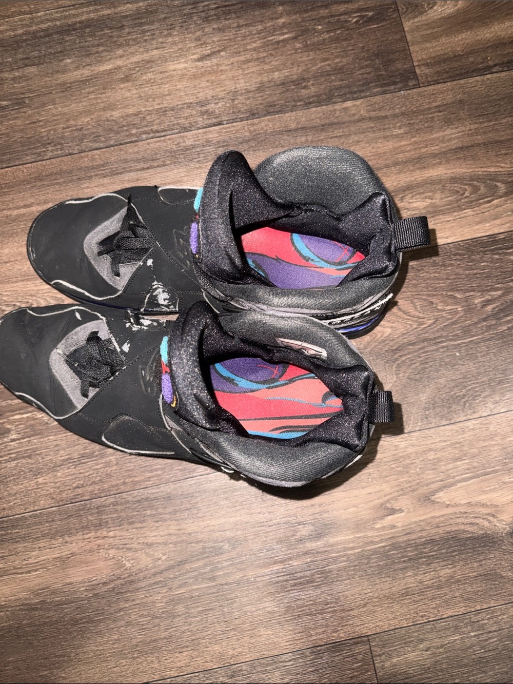 Jordan Black Mid-Top Sneakers with Multicolor Tongue Logo - Picture 6 of 7